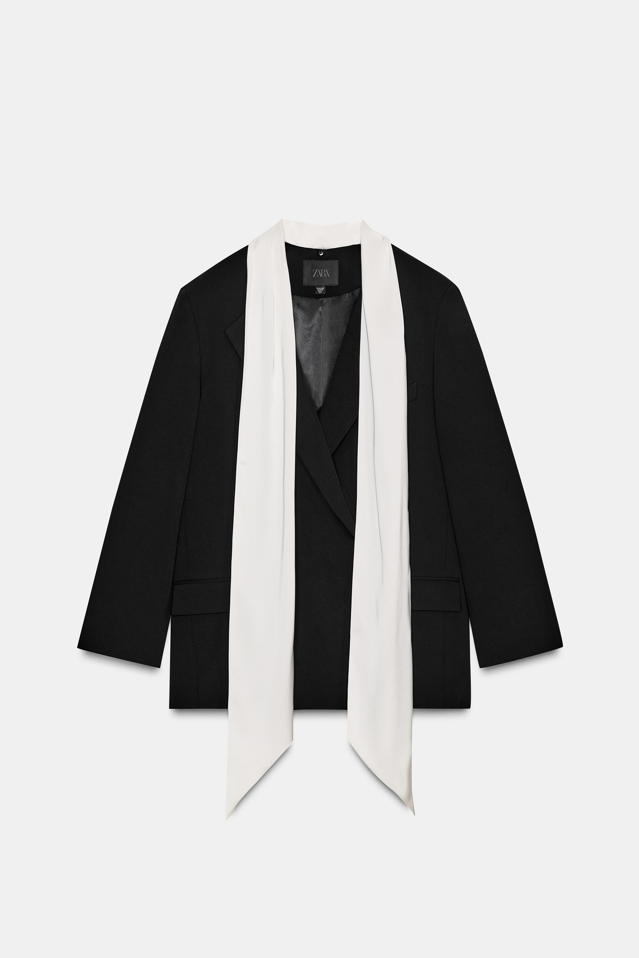 CONTRASTING SCARF BLAZER